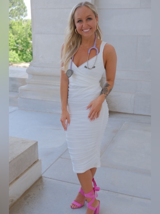 Amazon Dresses & Skirts - White Ruched V-Neck Midi Dress - Women's Elegant Summer Dress